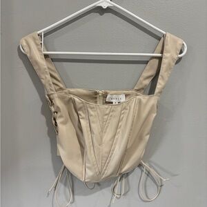 MABLE faux leather corset cropped top side tie night out trendy sexy small